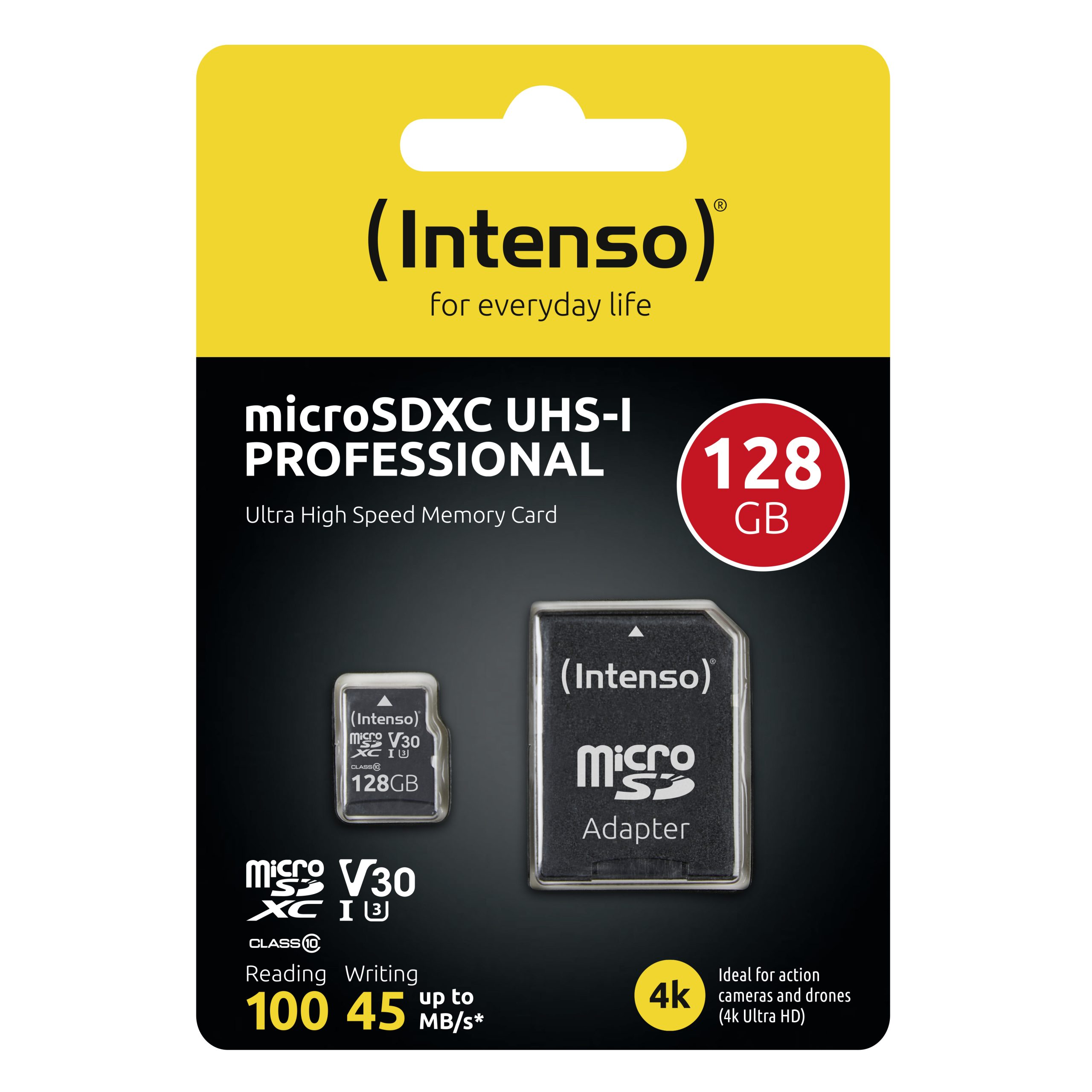 TARJETA MEMORIA MICRO SD INTENSO 128GB PROFESIONAL V30 + ADAPTADOR SD