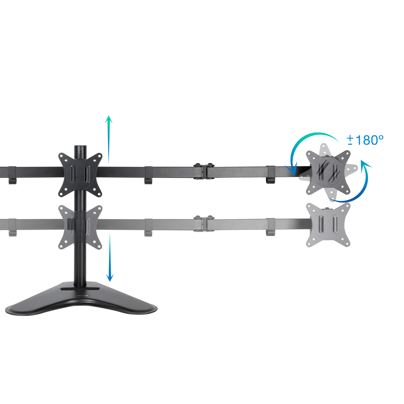SOPORTE MESA TOOQ 3 PANTALLAS GIRA INCLI 3 BRAZOS 17-27 NEGRO