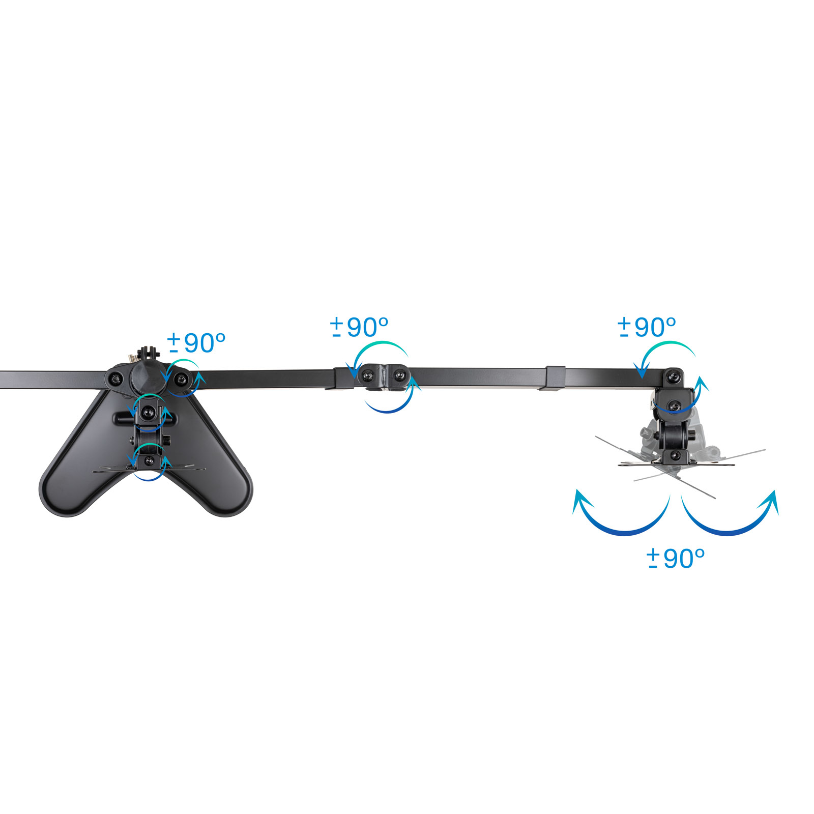 SOPORTE MESA TOOQ 3 PANTALLAS GIRA INCLI 3 BRAZOS 17-27 NEGRO