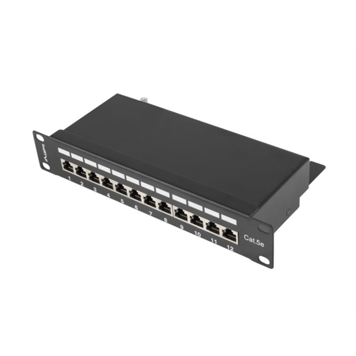 PATCH PANEL LANBERG 12 PUERTOS 1U CAT.5E 10" BLINDADO NEGRO