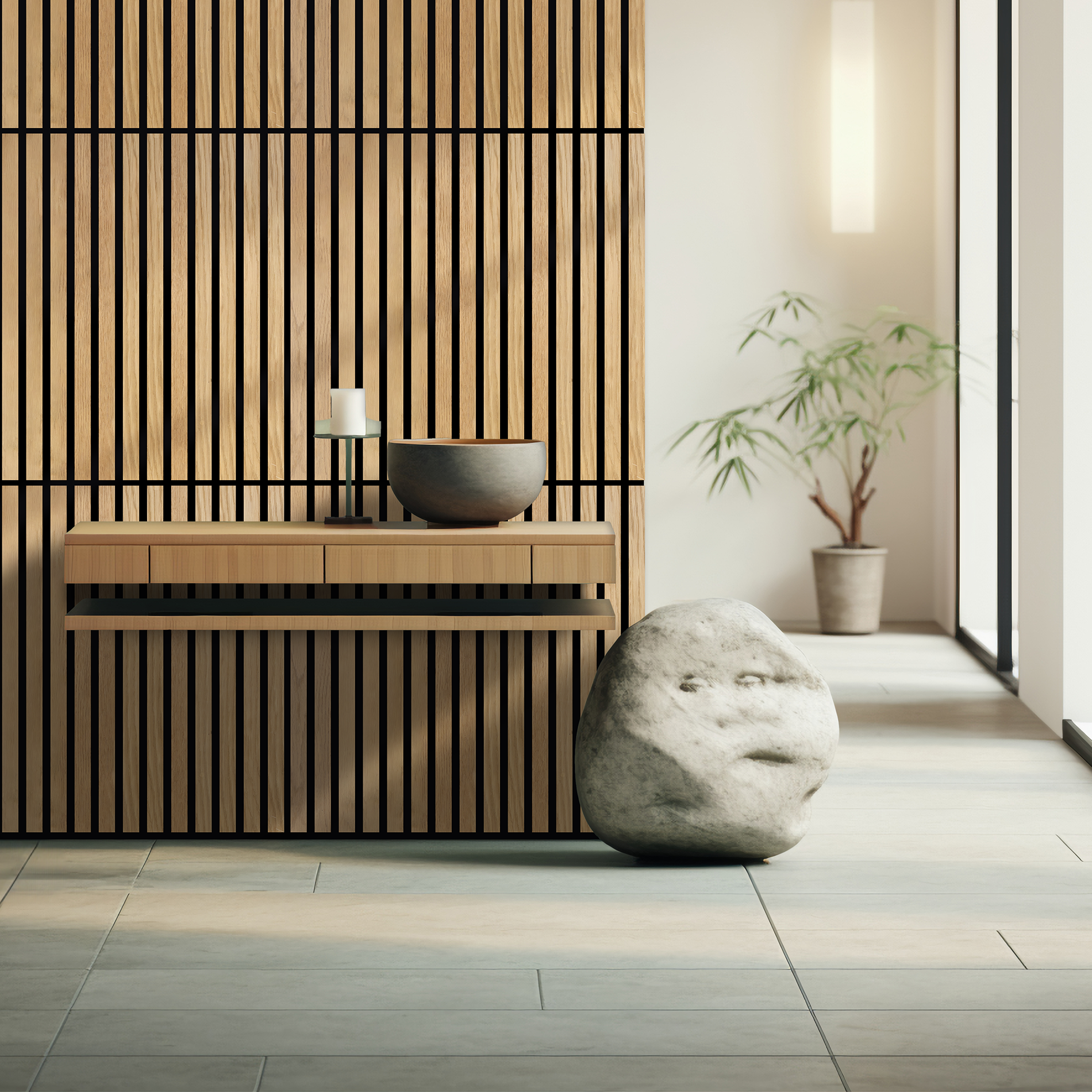 Phoenix Artpanel Panel Acustico Decorativo de Madera 60 x 60 4 Piezas Color Roble