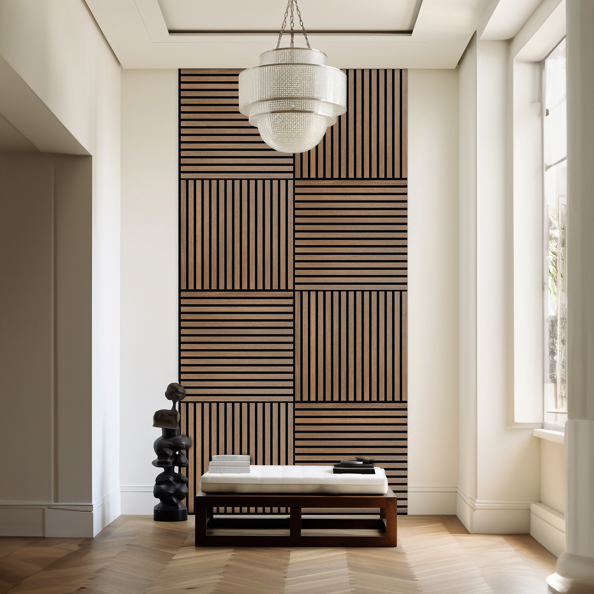 Phoenix Artpanel Panel Acustico Decorativo de Madera 60 x 60 8 Piezas Walnut
