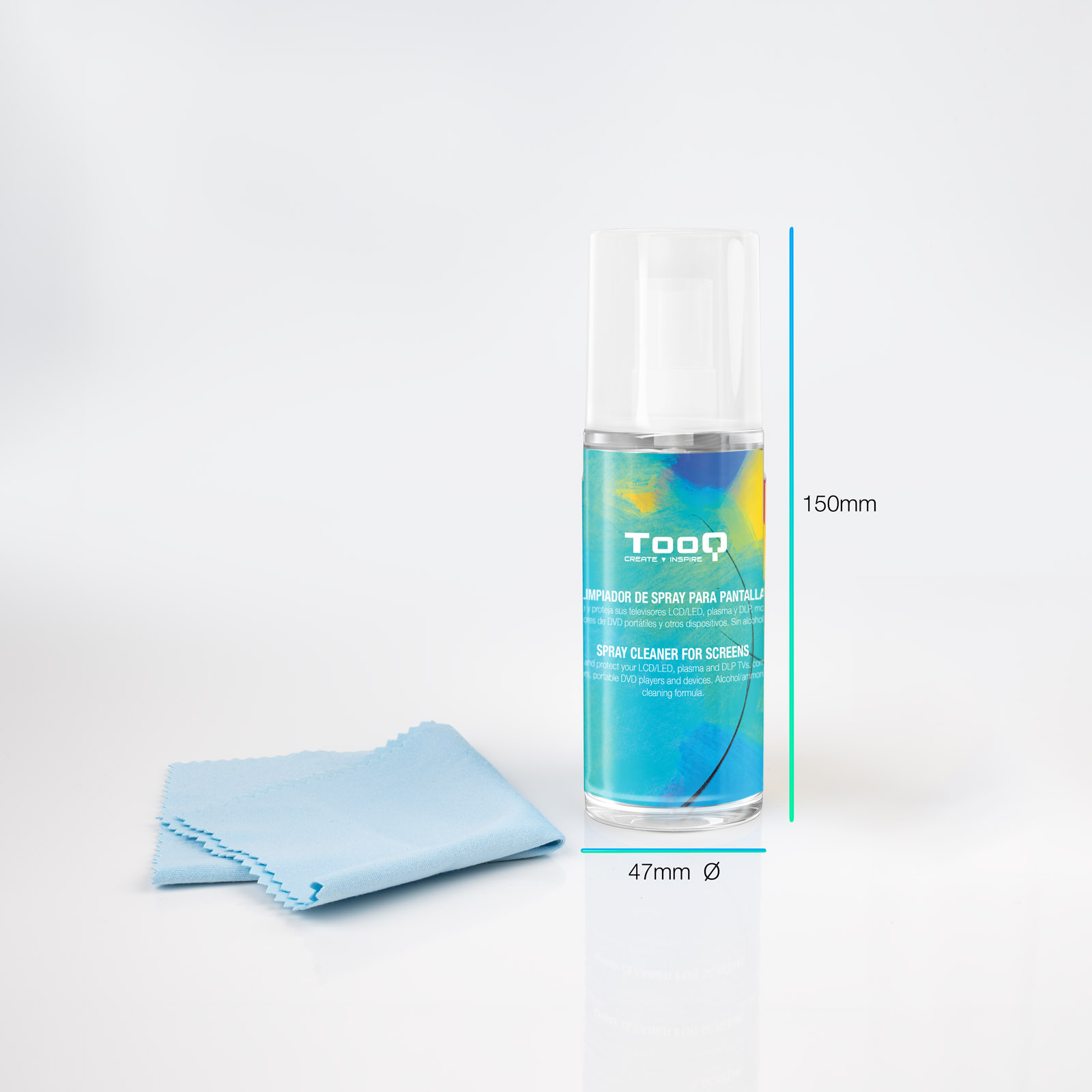 KIT SPRAY TOOQ LIMPIADOR PANTALLAS + PAÑO MICROFIBRA