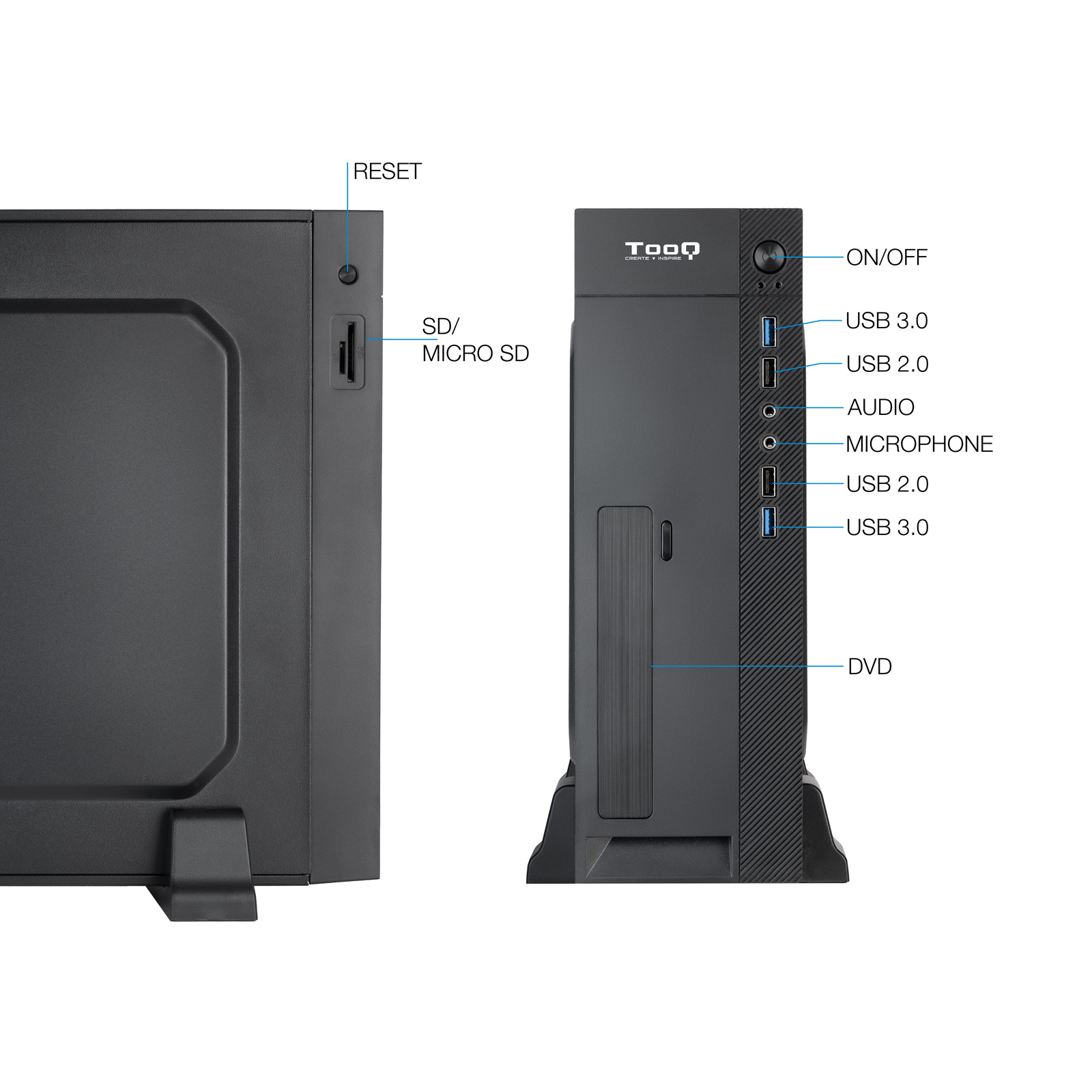 CAJA ORDENADOR TOOQ SLIM MATX TQC-3008U3CD 500W LECTOR TARJETAS