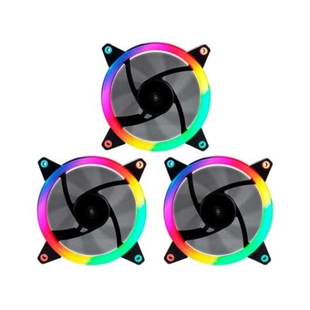 KIT VENTILADORES CPU GAMING UNYKACH RING LED ARGB 3 X 120MM - INCLUYE CONTROLADORA