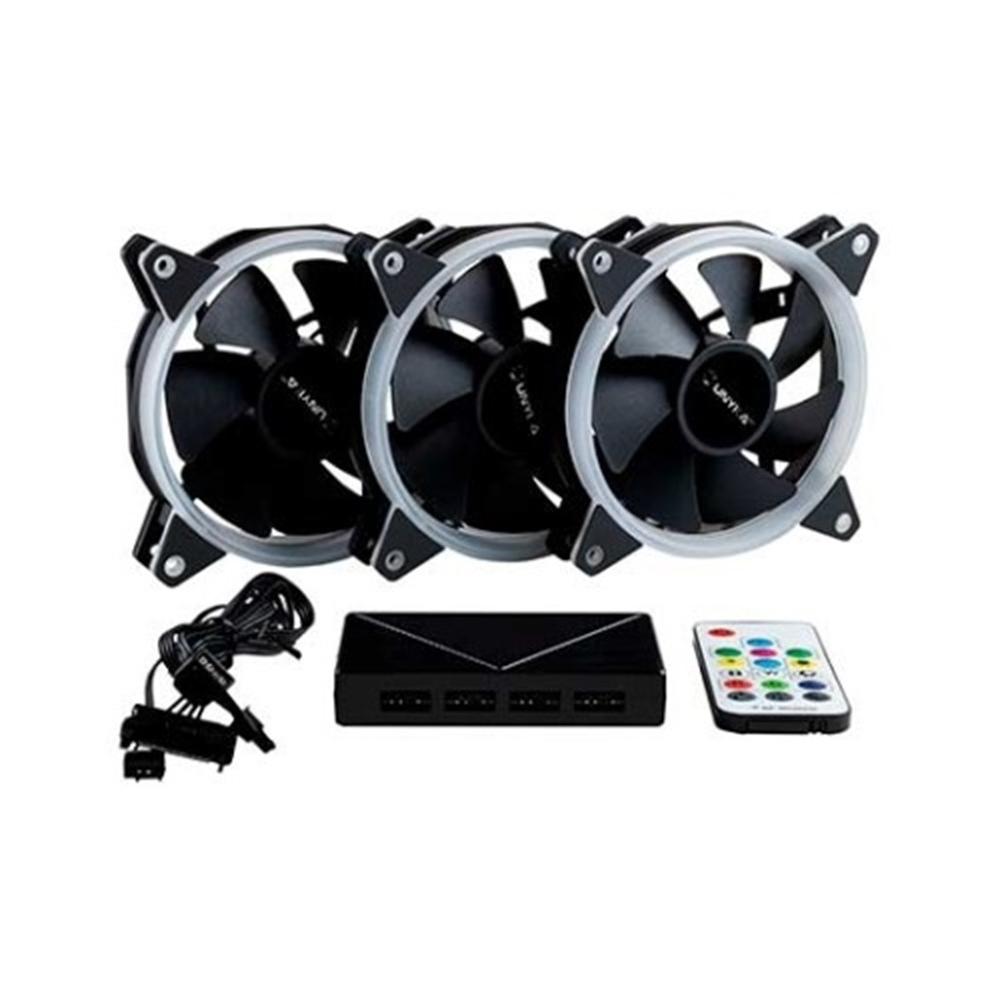 KIT VENTILADORES CPU GAMING UNYKACH RING LED ARGB 3 X 120MM - INCLUYE CONTROLADORA