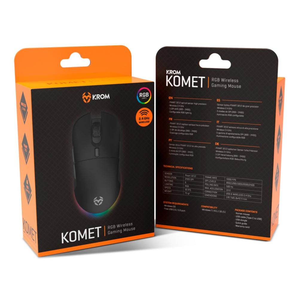 RATON INALAMBRICO GAMING KROM KOMET RGB NEGRO