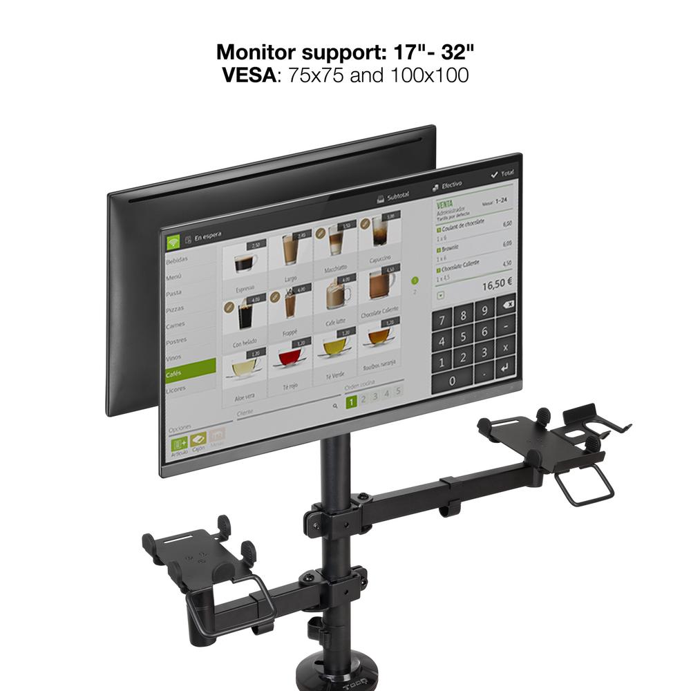SOPORTE MESA TOOQ HASTA 32" VESA 100 X 100 MAX 9KG/BRAZO