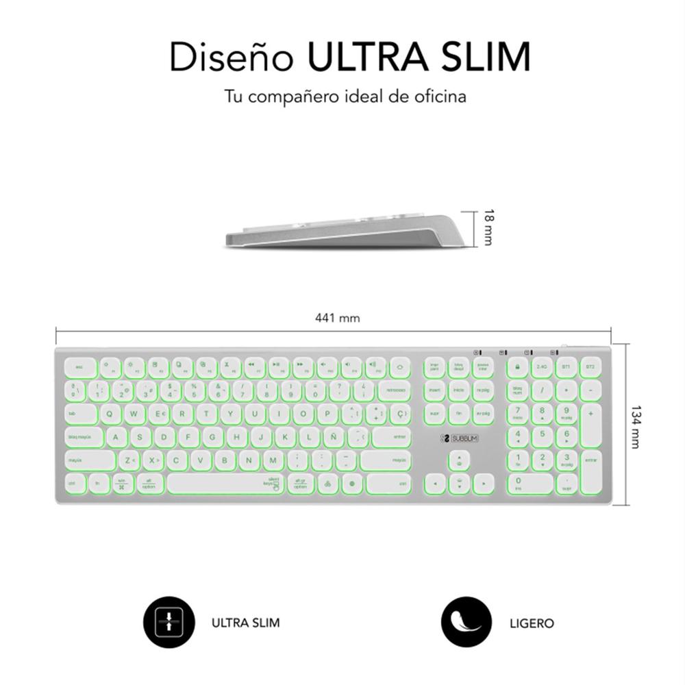 TECLADO SUBBLIM MASTER ILUMINADO EXT INALAMBRICO