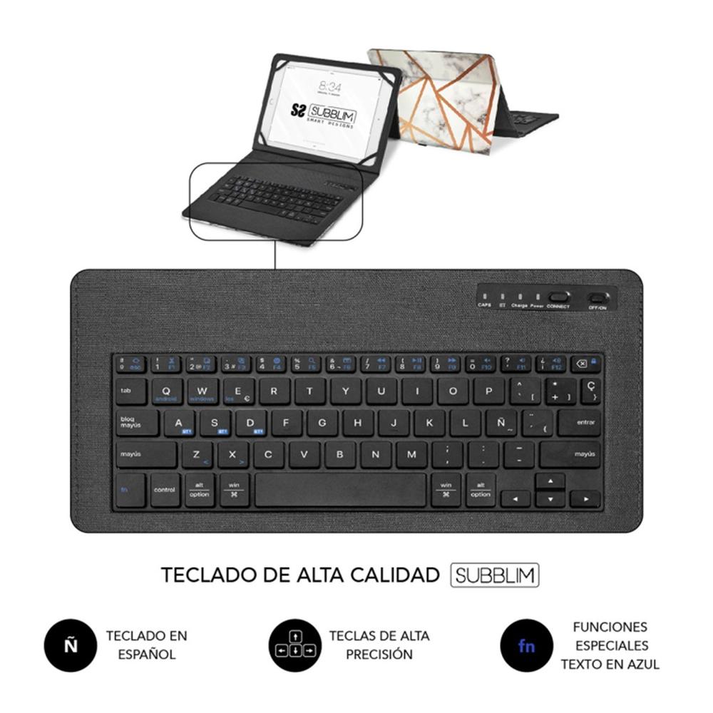 FUNDA SUBBLIM SUBKT5-BTTW10 PARA TABLET 11" TRENDY MARMOL BLANCO