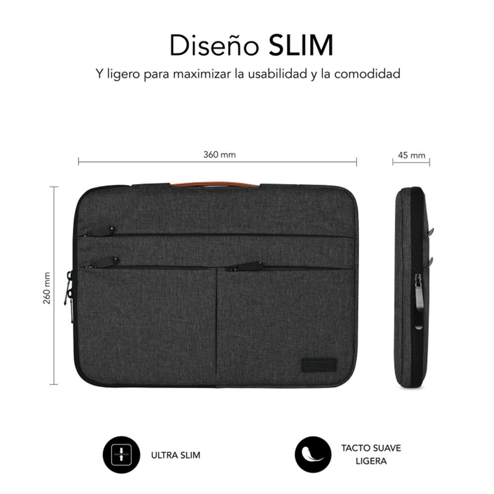 FUNDA SUBBLIM AIR PADDING 360 SLEEVE PARA PORTATIL 13.3"-14" GRIS OSCURO