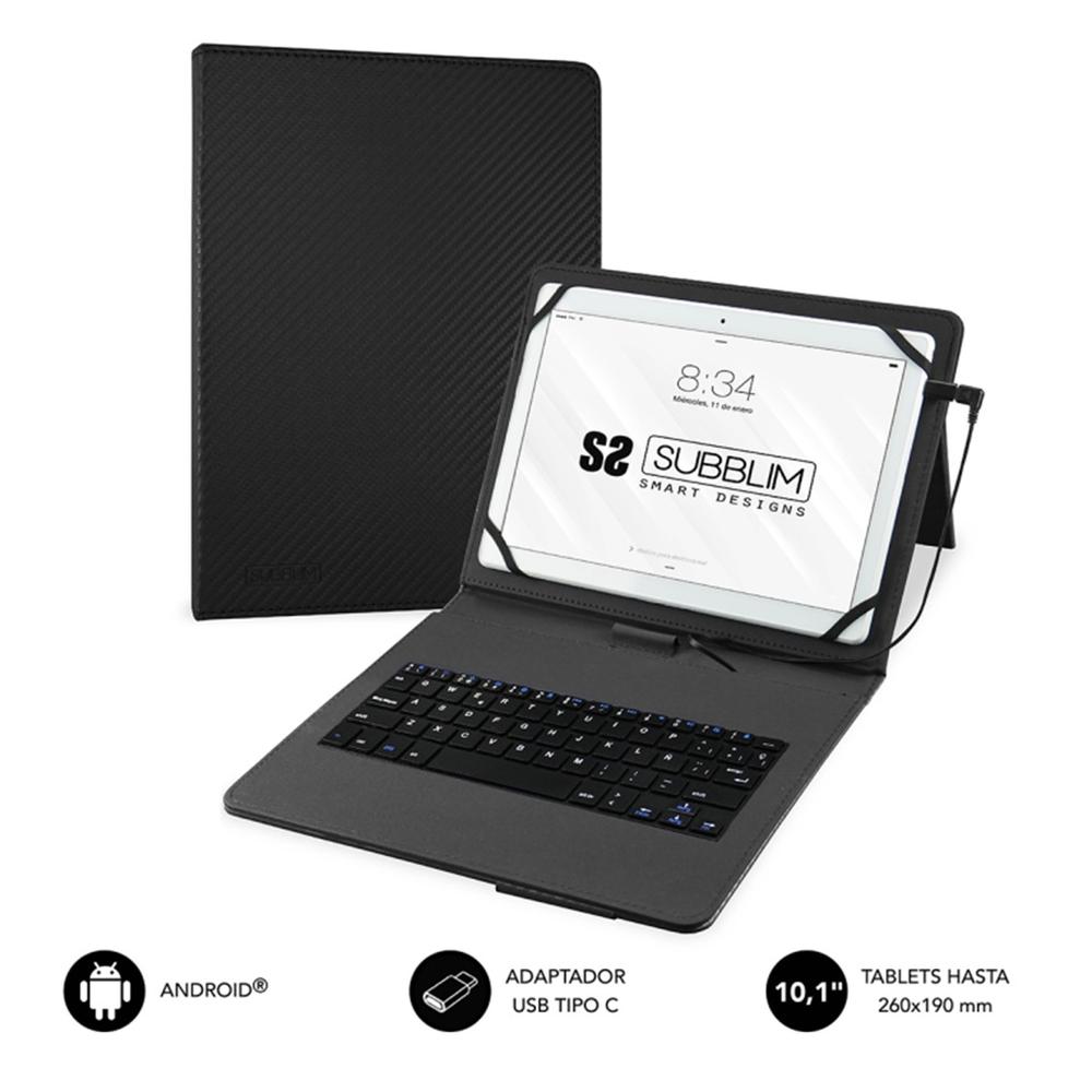 FUNDA + TECLADO SUBBLIM PARA TABLET 9.6" A 11" NEGRO