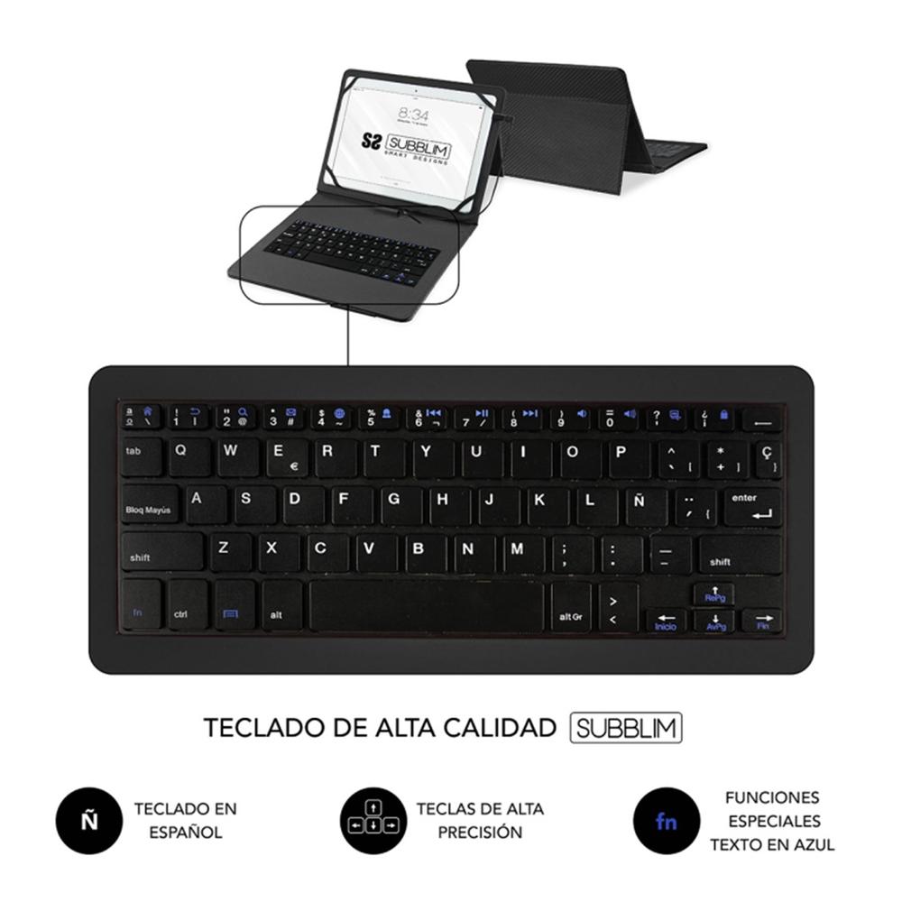 FUNDA + TECLADO SUBBLIM PARA TABLET 9.6" A 11" NEGRO