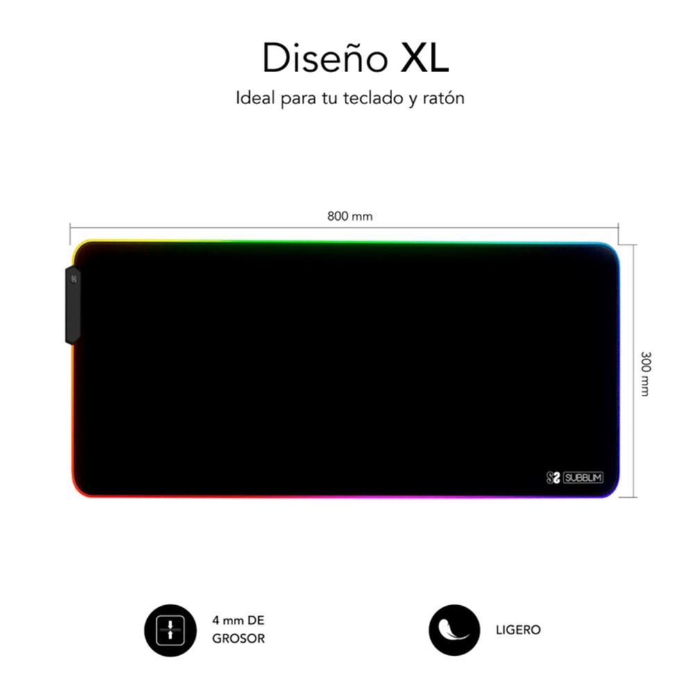 ALFOMBRILLA SUBBLIM MOUSE PAD PREMIUM LED RGB NEGRO