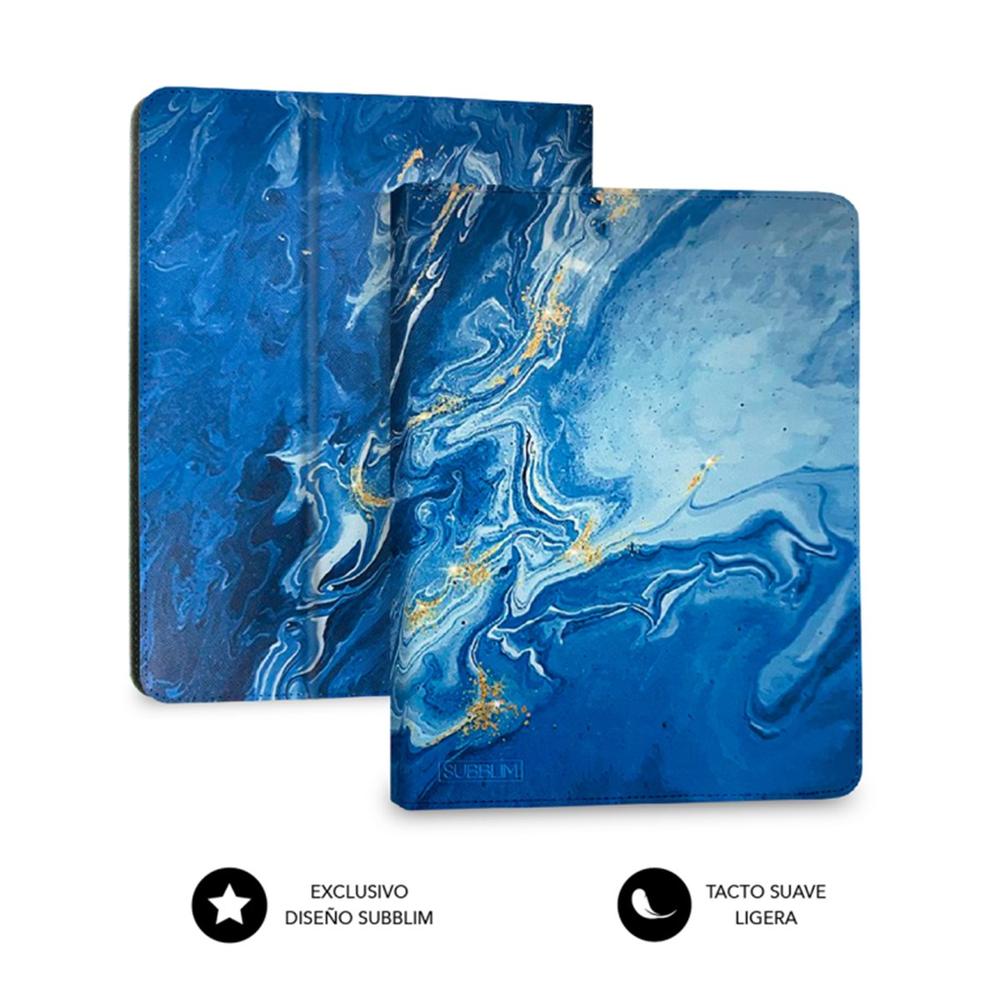 FUNDA + TECLADO SUBBLIM PARA TABLET 11" TRENDY MARMOL AZUL