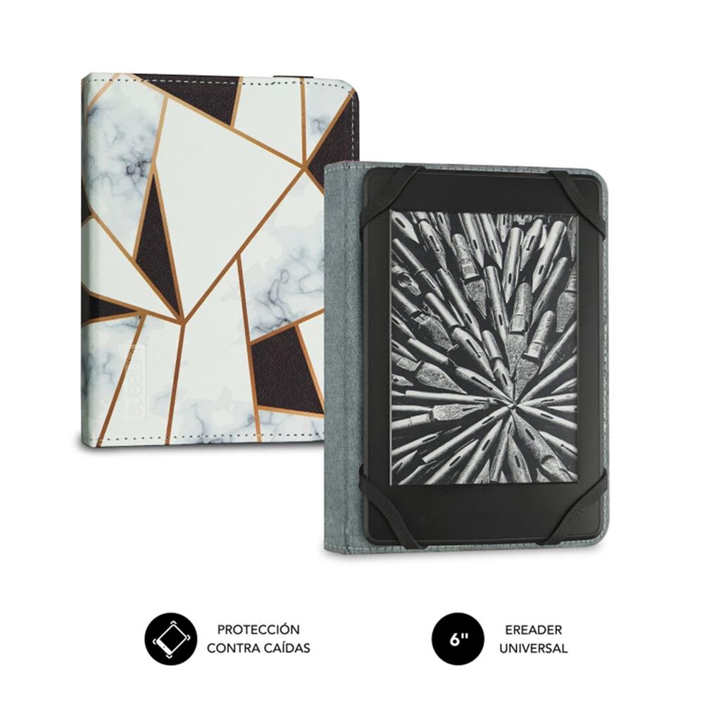 FUNDA SUBBLIM CLEVER EBOOK CASE 6" MARMOL NEGRO