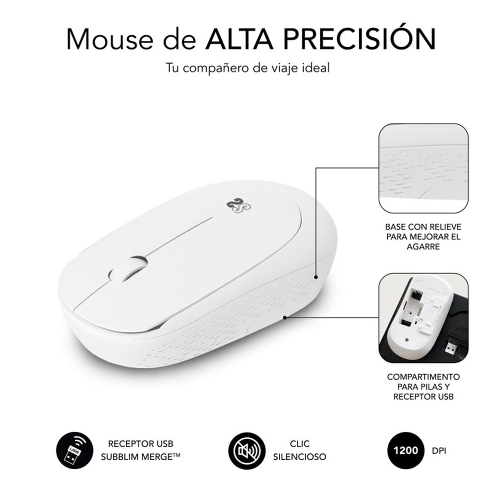 RATON INALAMBRICO SUBBLIM SUBMO-B2SW011 BLANCO