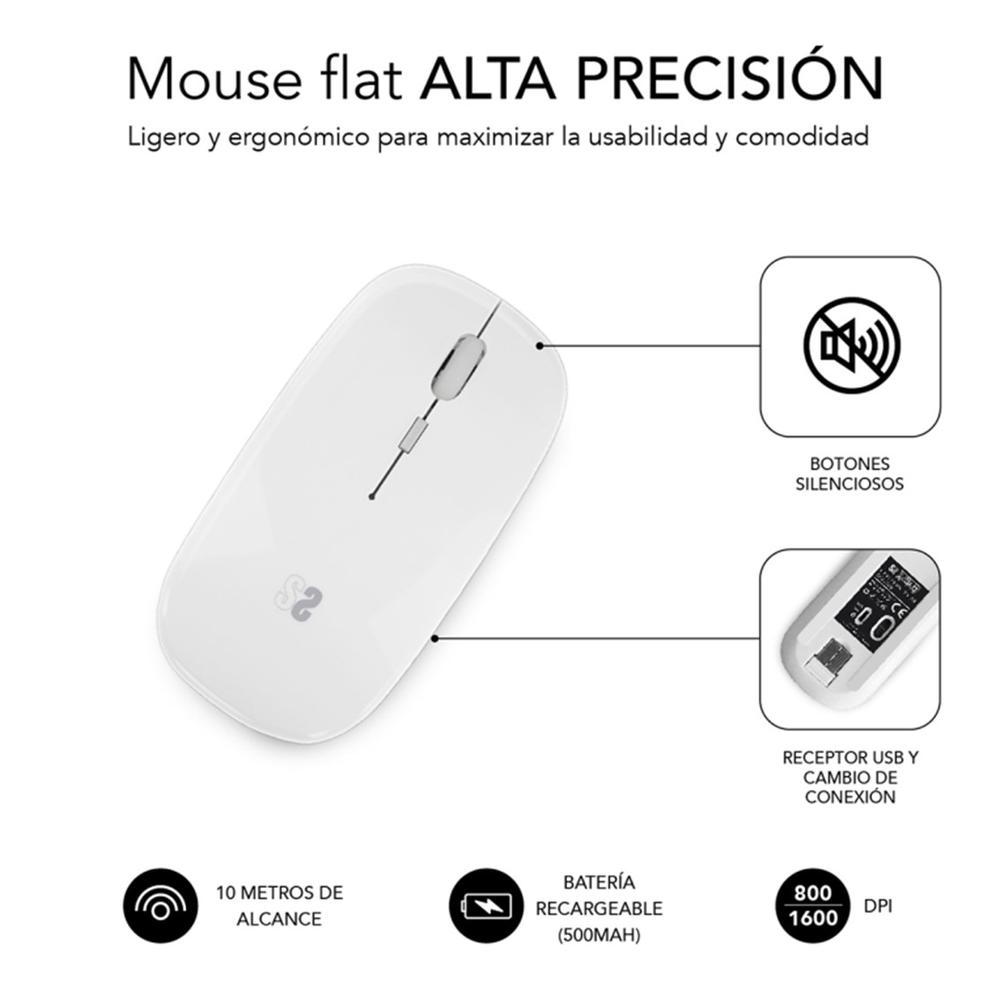 RATON INALAMBRICO SUBBLIM DUAL FLAT BLANCO