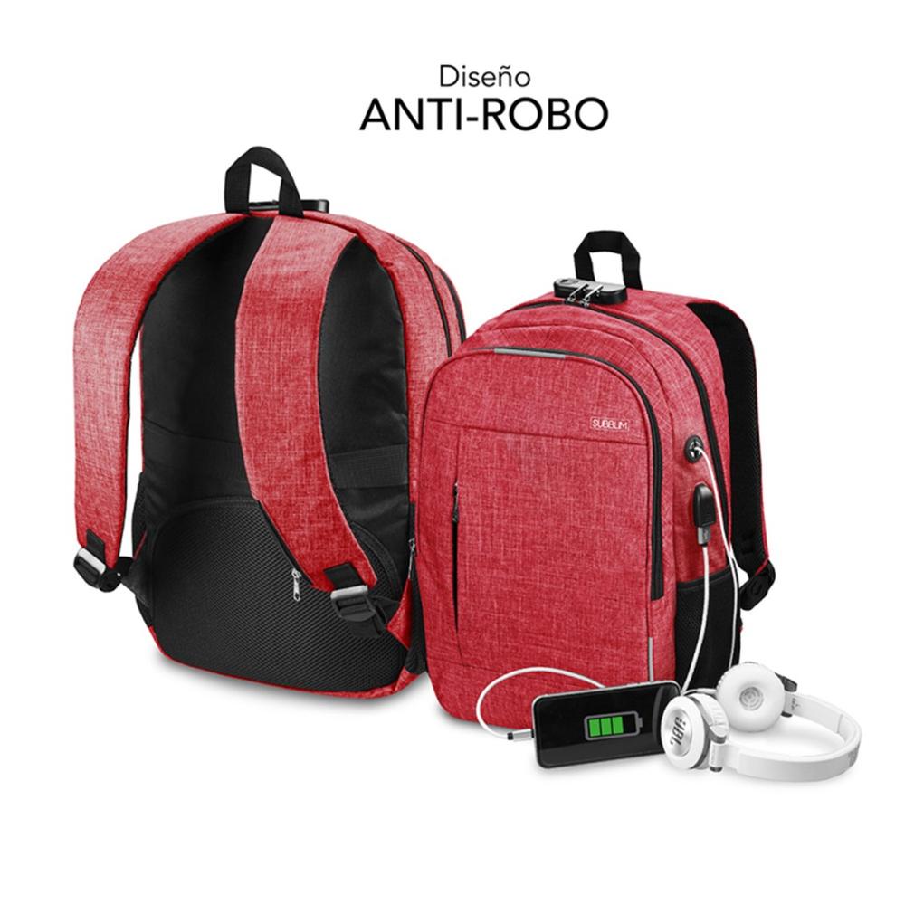 MOCHILA SUBBLIM URBAN LOCK BACKPACK PARA PORTATIL 16" ROJO