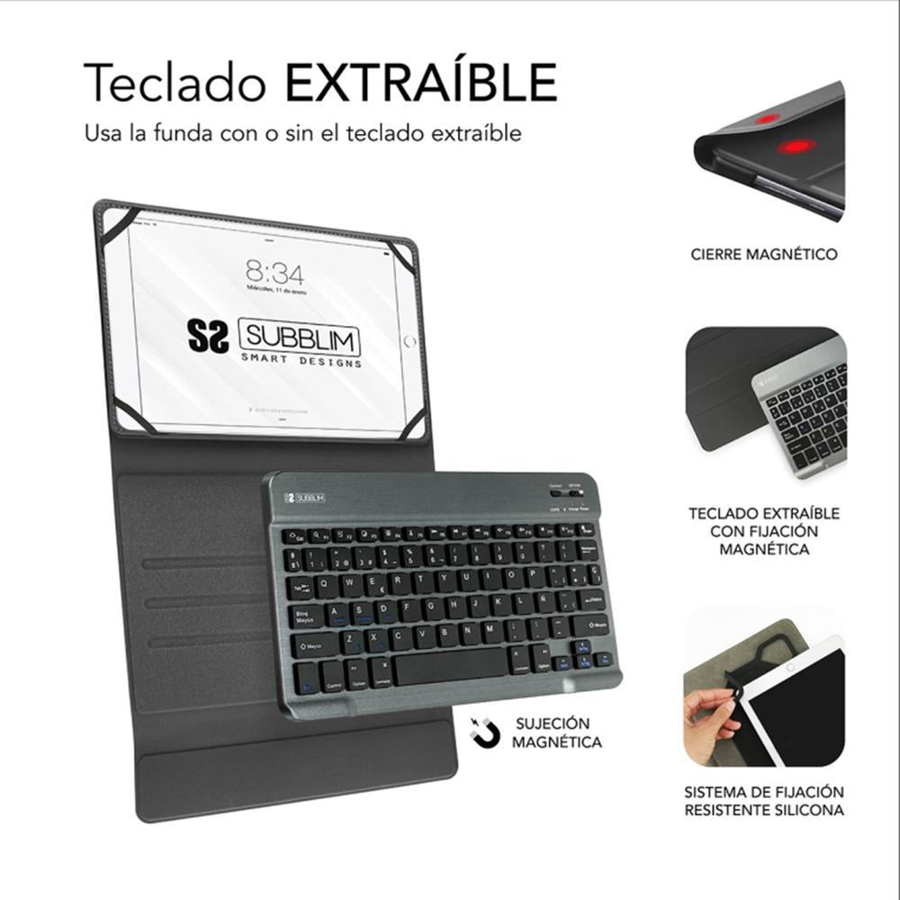FUNDA TABLET SUBBLIM KEYTAB PRO PARA TABLET 10.1" GRIS