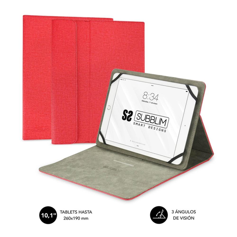 FUNDA SUBBLIM CLEVER PARA STAND TABLET 10.1" ROJO