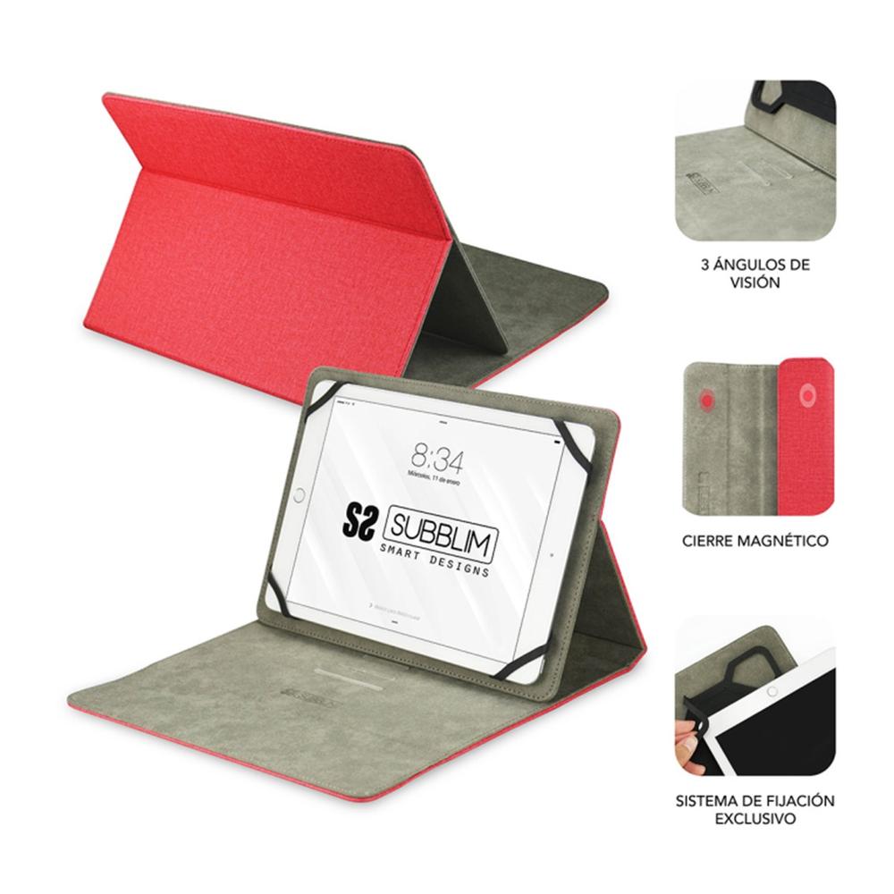 FUNDA SUBBLIM CLEVER PARA STAND TABLET 10.1" ROJO