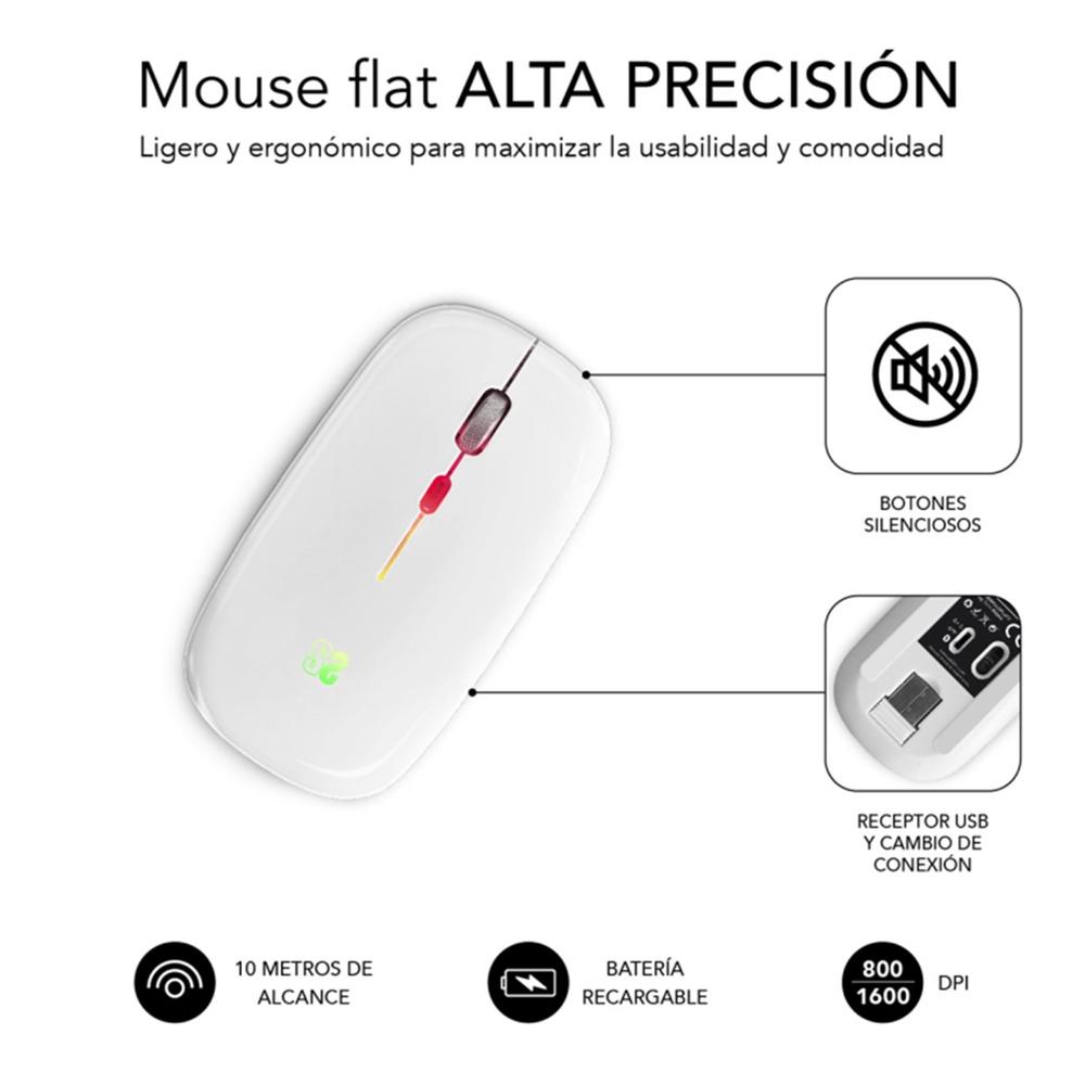 RATON INALAMBRICO SUBBLIM SUBMO-LDFLAT2 BLANCO