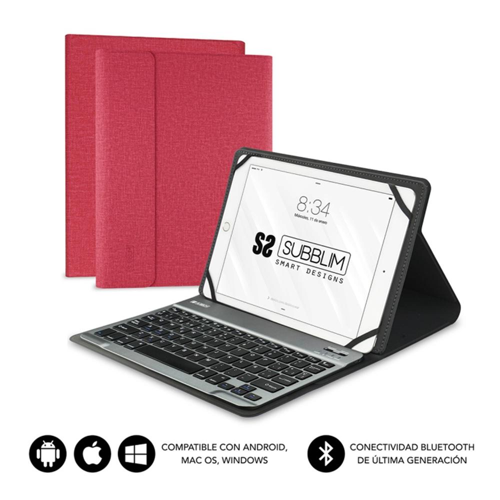 FUNDA + TECLADO SUBBLIM KEYTAB PRO PARA TABLET 10.1" ROJO
