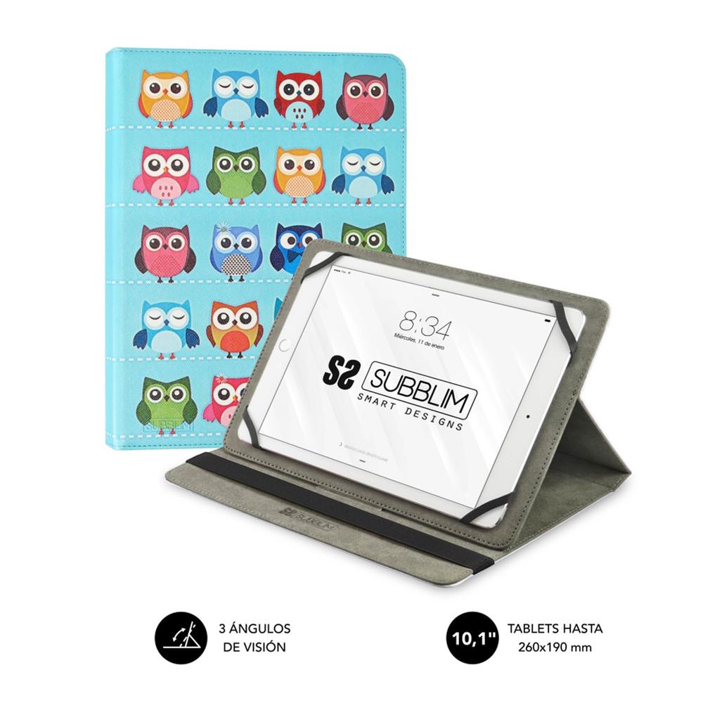 FUNDA SUBBLIM TRENDY CASE PARA TABLET 10.1" BUHOS