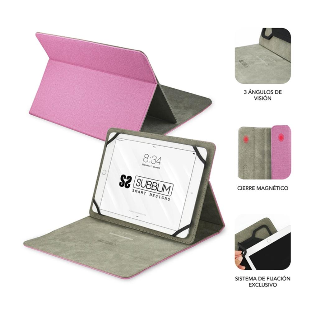 FUNDA SUBBLIM CLEVER STAND CASE PARA TABLET 10.1" ROSA