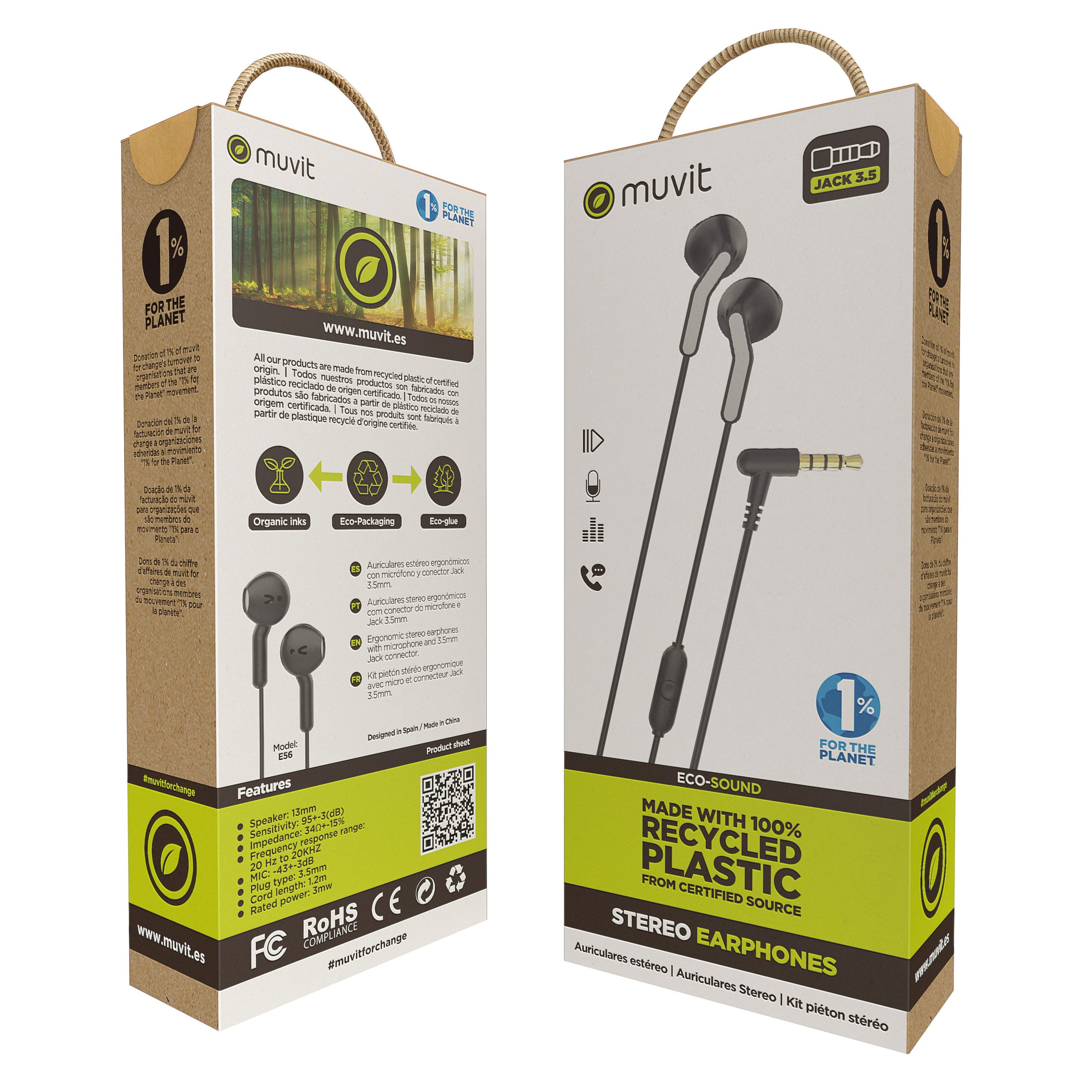 AURICULARES MUVIT E56 NEGRO