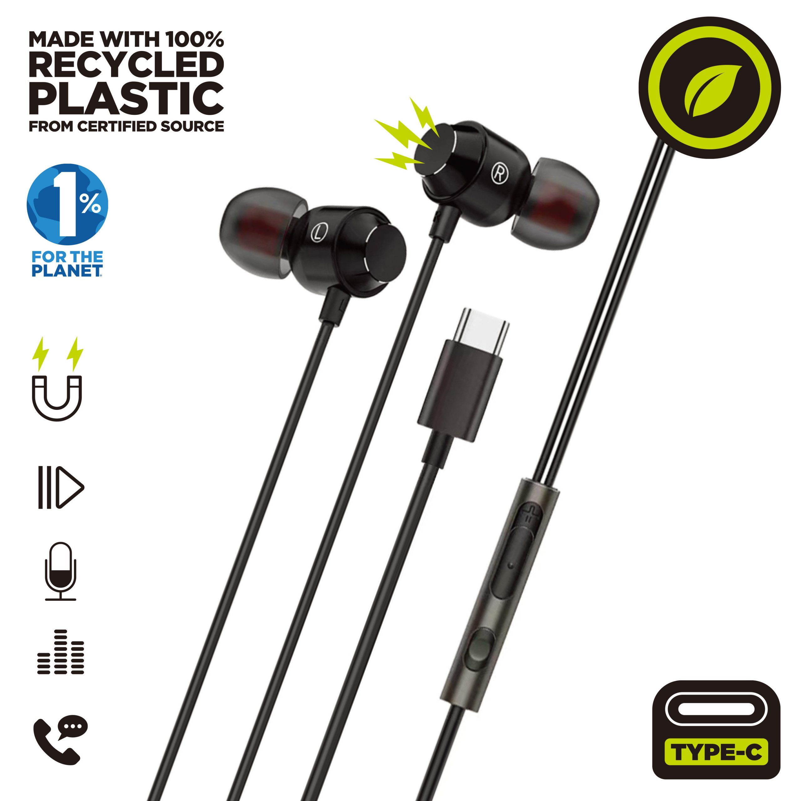 AURICULARES MAGNETICOS MUVIT M32 USB TIPO C NEGRO