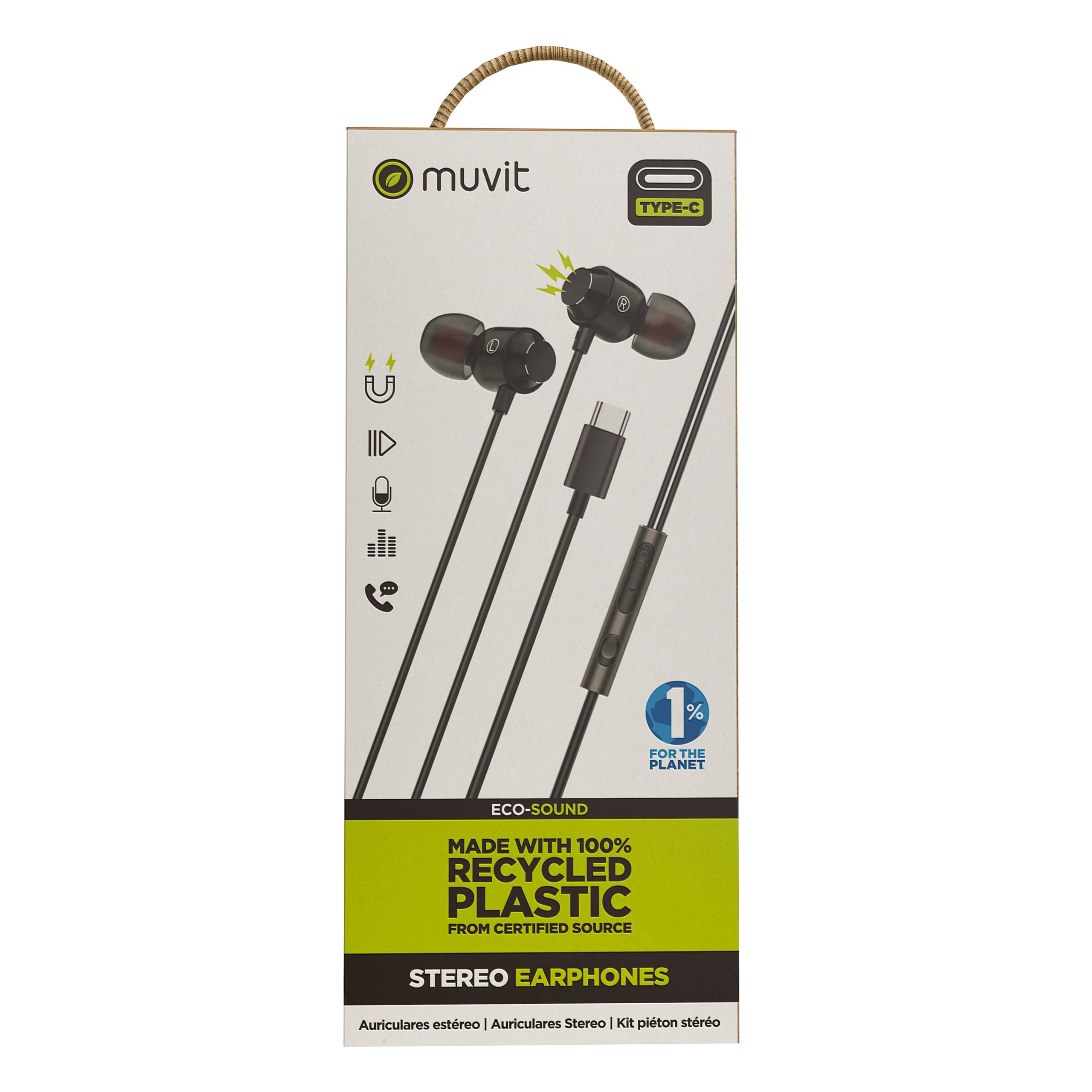 AURICULARES MAGNETICOS MUVIT M32 USB TIPO C NEGRO