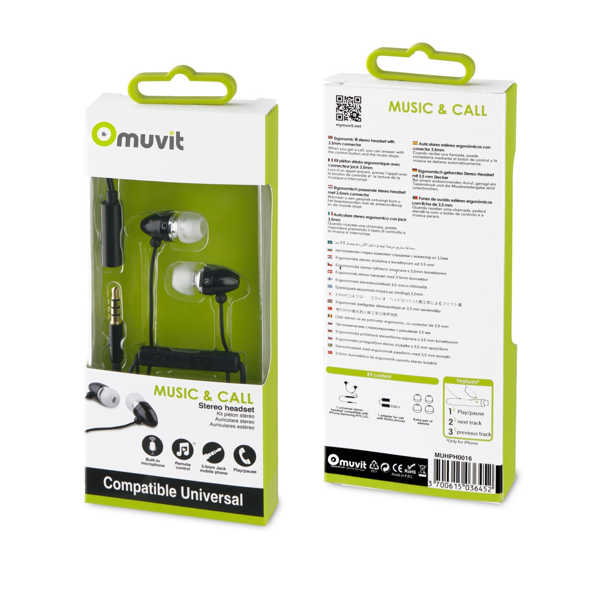 AURICULARES MUVIT MUHPH0016 NEGRO