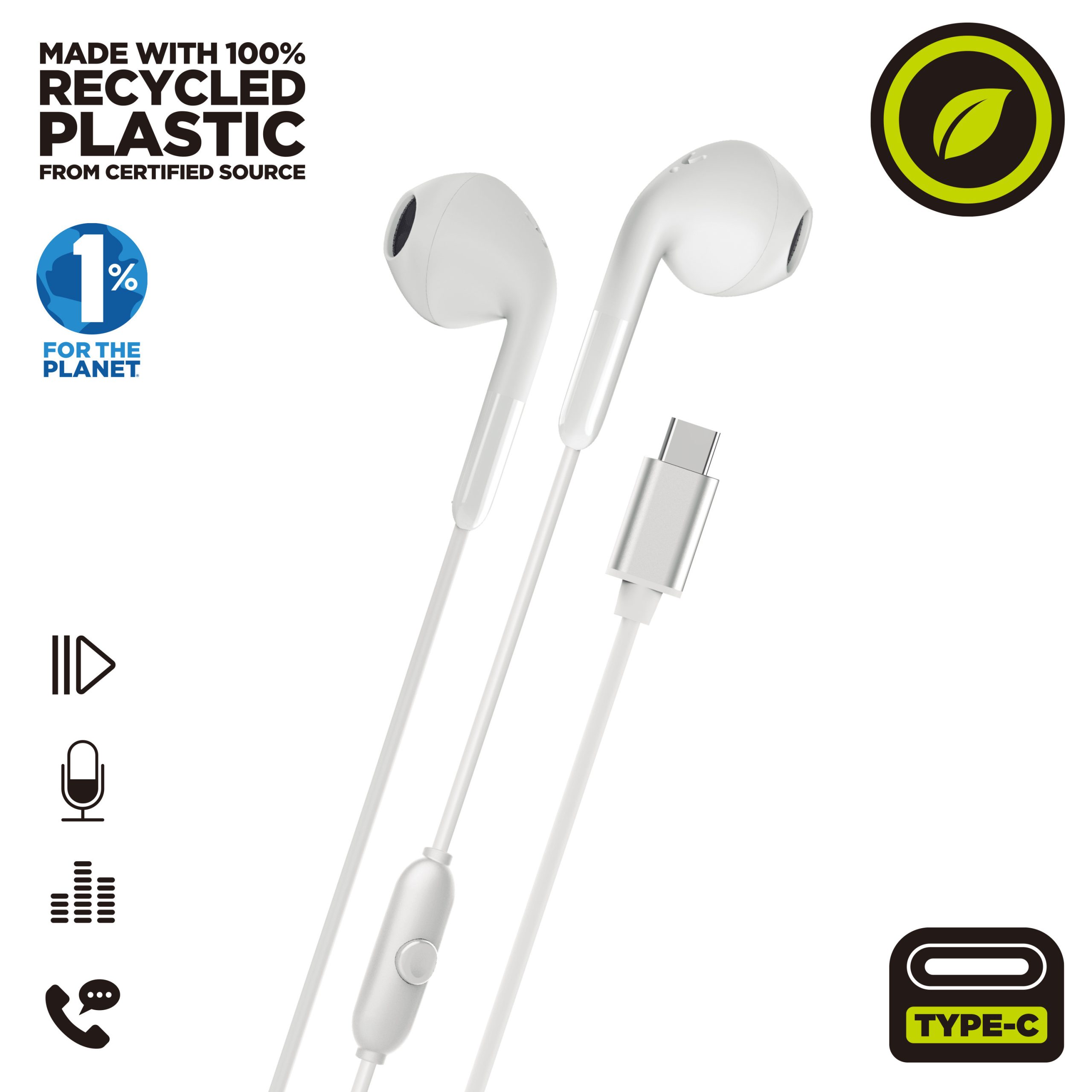 AURICULARES MUVIT E58 USB TIPO C BLANCO