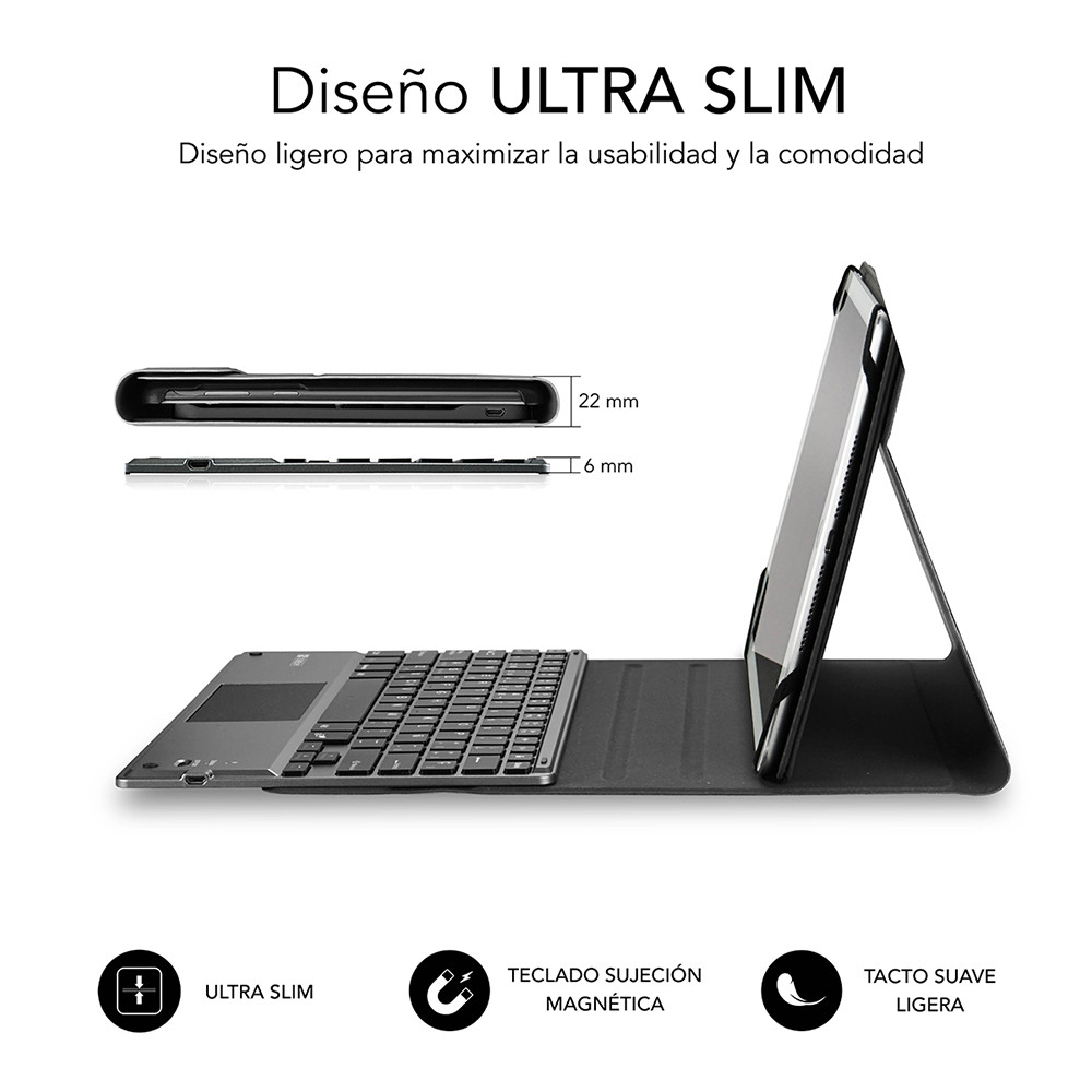 FUNDA + TECLADO SUBBLIM KEYTAB PRO PARA TABLET 9.6"-10.8" NEGRO