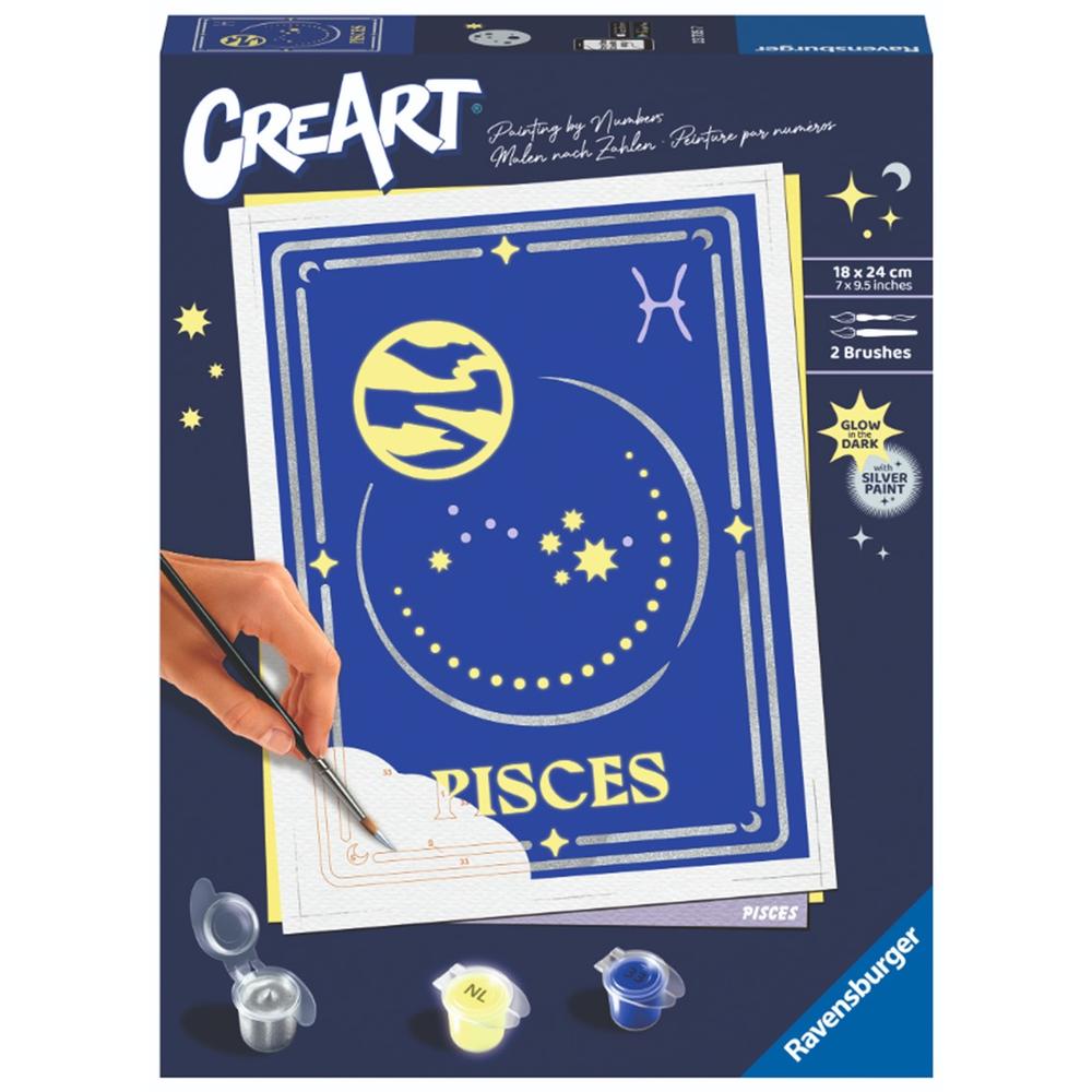 KIT PARA PINTAR CON NÚMEROS RAVENSBURGER CREART SERIE TREND D ZODIAC: PISCIS