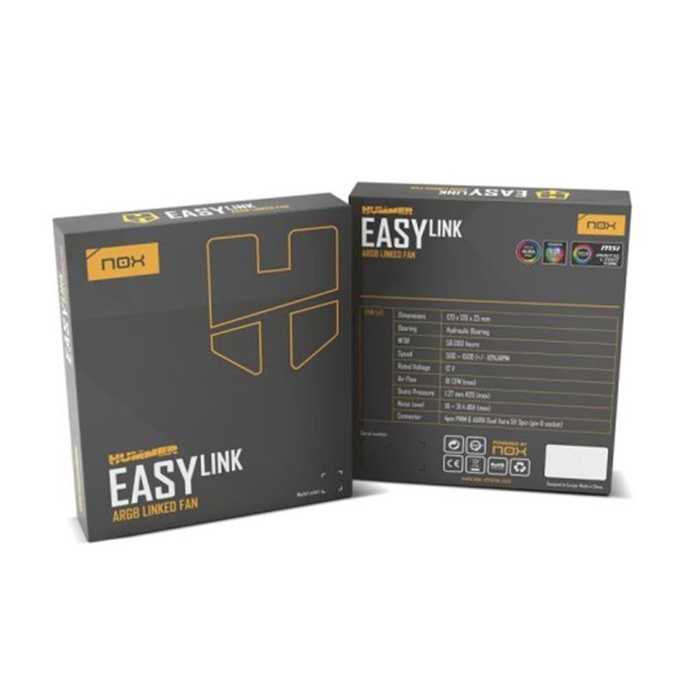 VENTILADOR CAJA NOX HUMMER EASYLINK ARGB 120MM BLANCO
