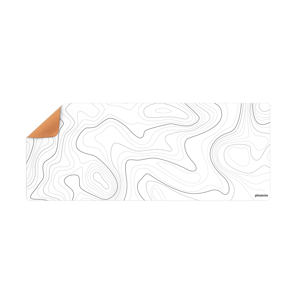Alfombrilla Phoenix Stratos para Raton Escritorio Blanca 90 x 40 cm con Base de Corcho y Superficie Cuero PU