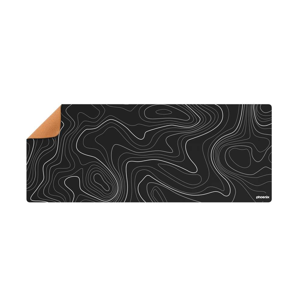 Alfombrilla Phoenix Stratos para Raton Escritorio Negra 90 x 40 cm con Base de Corcho y Superficie Cuero PU
