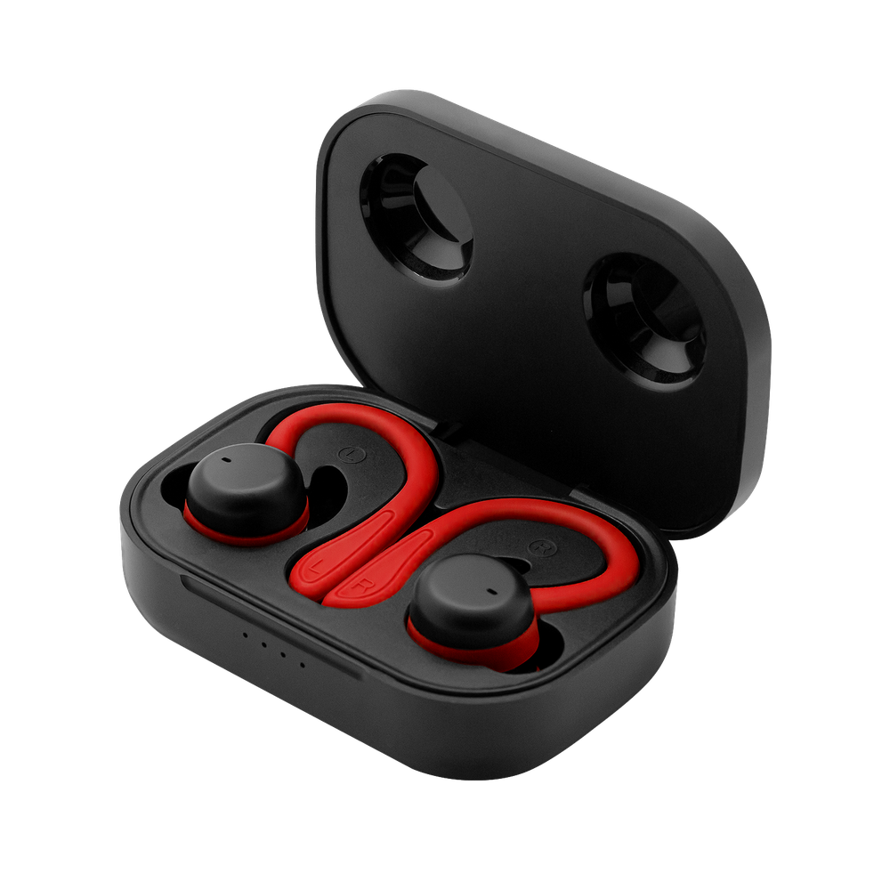 Auriculares Deportivos Phoenix Spartan Bluetooth 5.3 Manos Libres Accesorios Intercambiables Detalles en Rojo