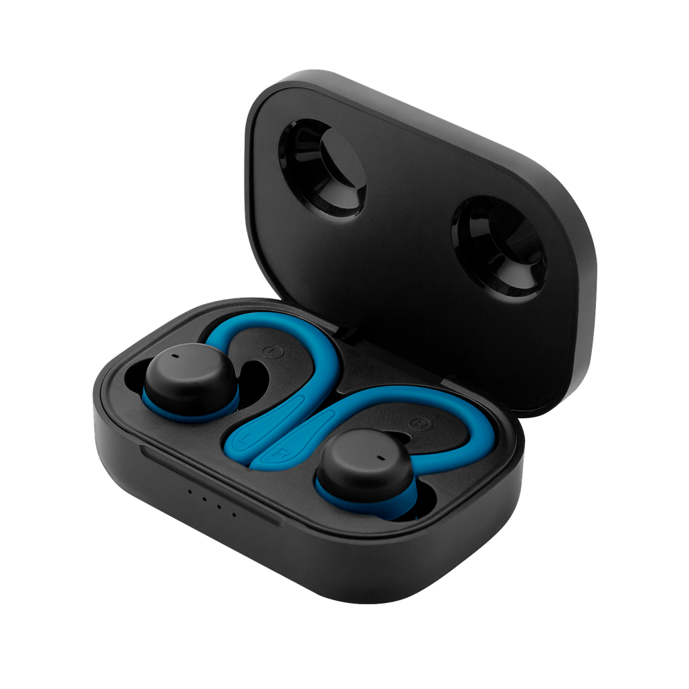 Auriculares Deportivos Phoenix Spartan Bluetooth 5.3 Manos Libres Accesorios Intercambiables Detalles en Azul