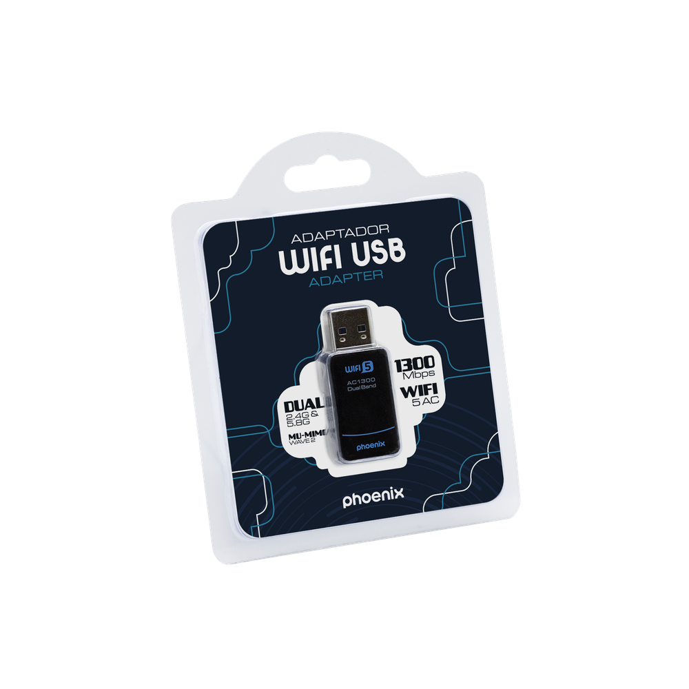 Phoenix Nano adaptador USB receptor red inalámbrico 1300Mbps Dual Band