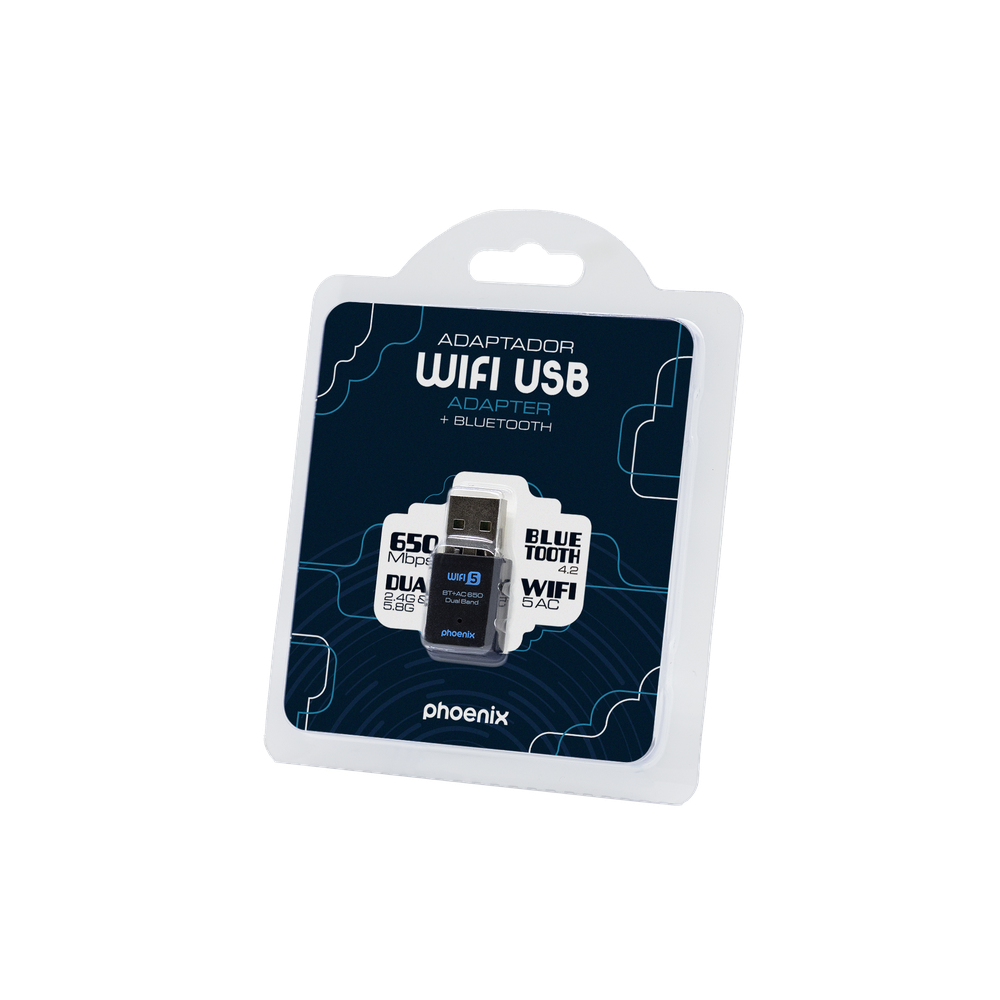 Nano Adaptador Phoenix Receptor de Red Wifi bluetooth 2 en 1 650Mbps Dual Band