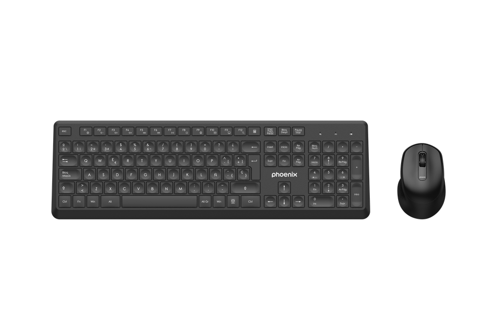 Phoenix Combo Teclado multimedia + Ratón Inalámbrico con Receptor USB 1600DPI