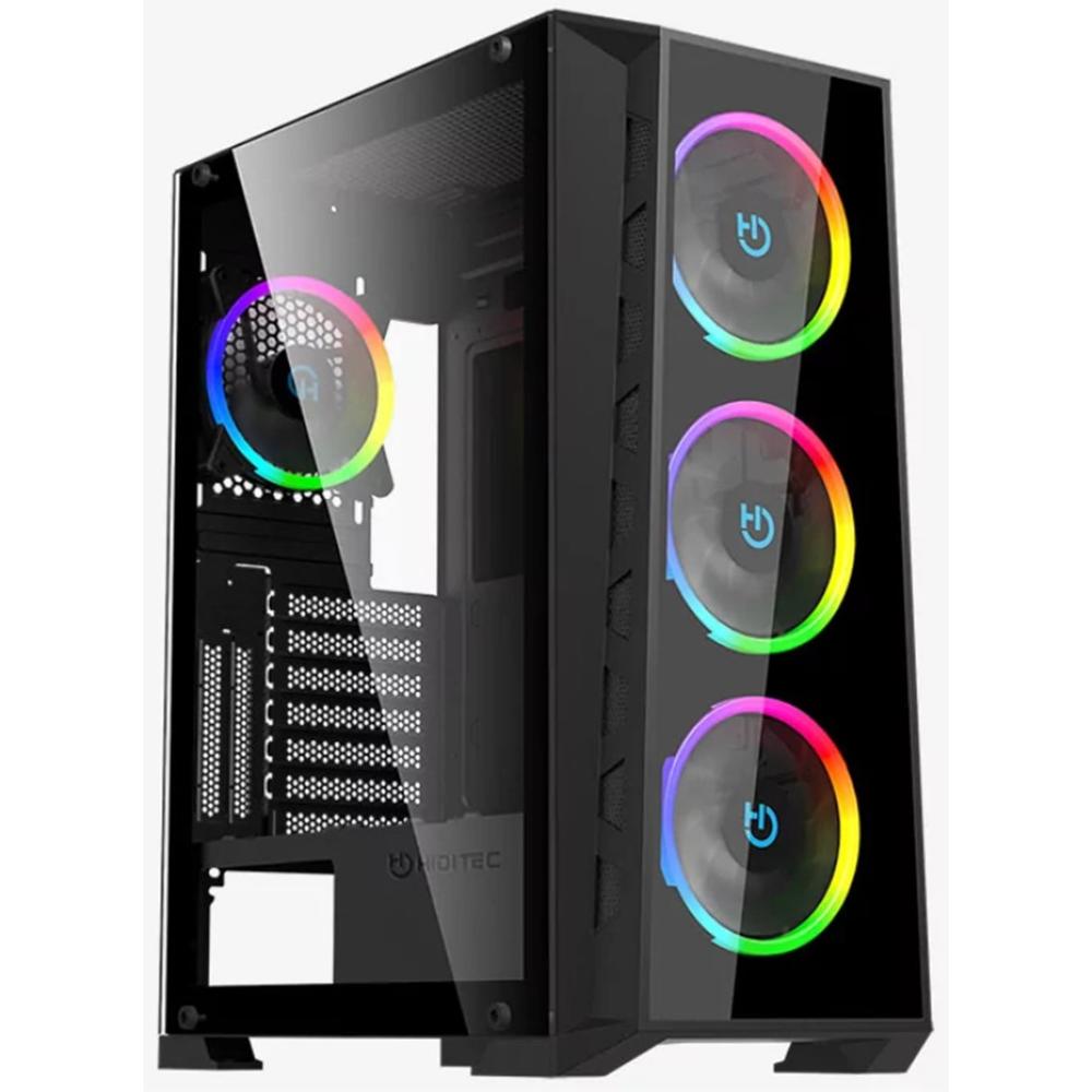 CAJA ORDENADOR GAMING HIDITEC MH12 E-ATX ARGB CRISTAL TEMPLADO NEGRO