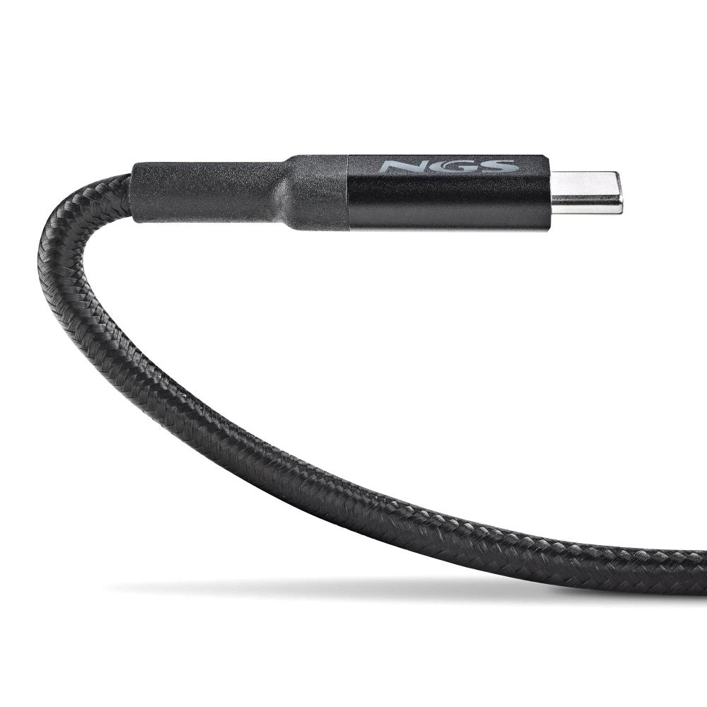CABLE USB TIPO C NGS KNOT 100W-2 2M/ MACHO-MACHO/ NEGRO