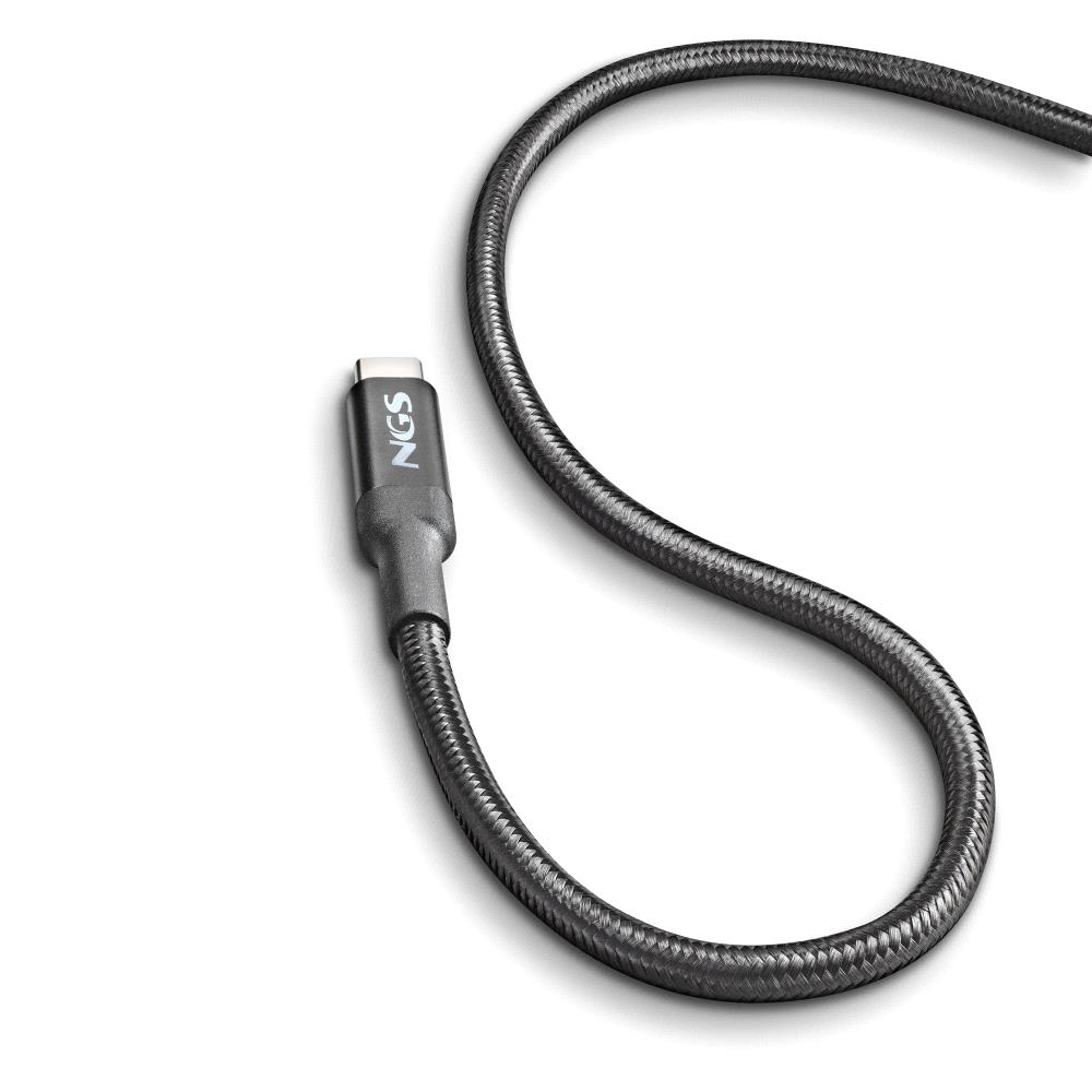 CABLE USB TIPO C NGS KNOT 100W-2 2M/ MACHO-MACHO/ NEGRO