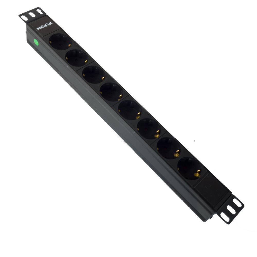 REGLETA PHASAK 8 TOMAS ARMARIO RACK 19" 1.8M NEGRO BNS 3518