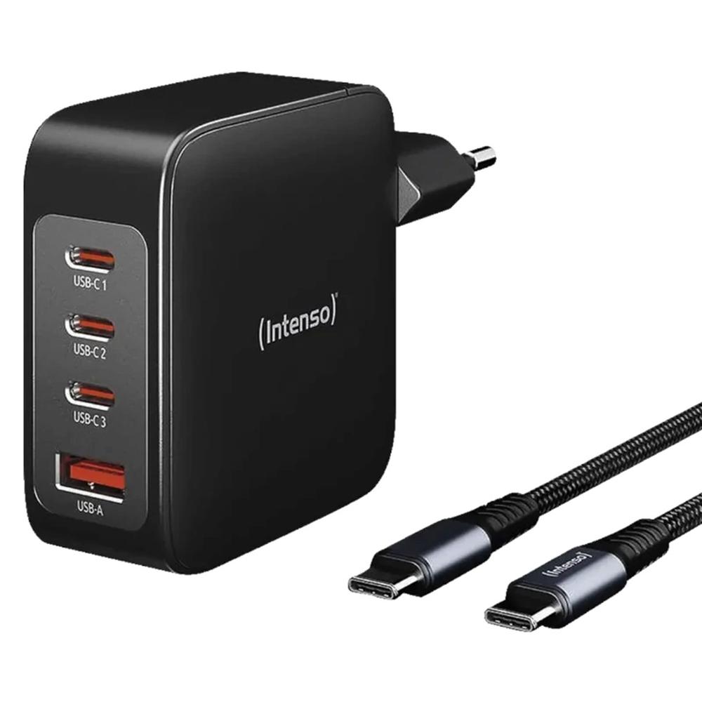 CARGADOR PARED INTENSO GAN W140A3C 3X USB TIPO C 1X USB TIPO A + CABLE USB TIPO C